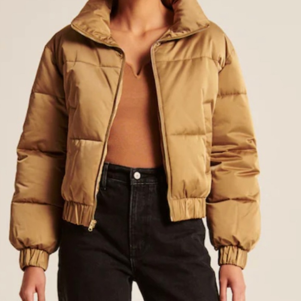 Gold color puffer jackets